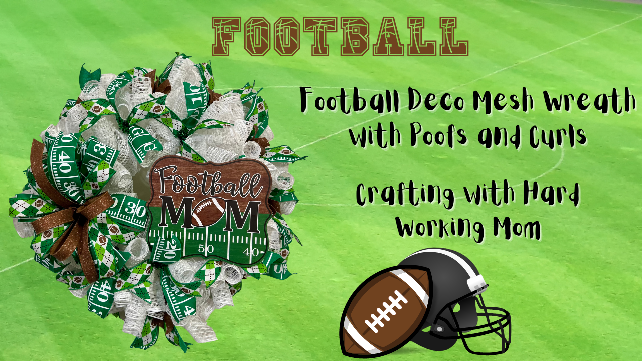 Football Deco Mesh Wreath with Poofs and Curls