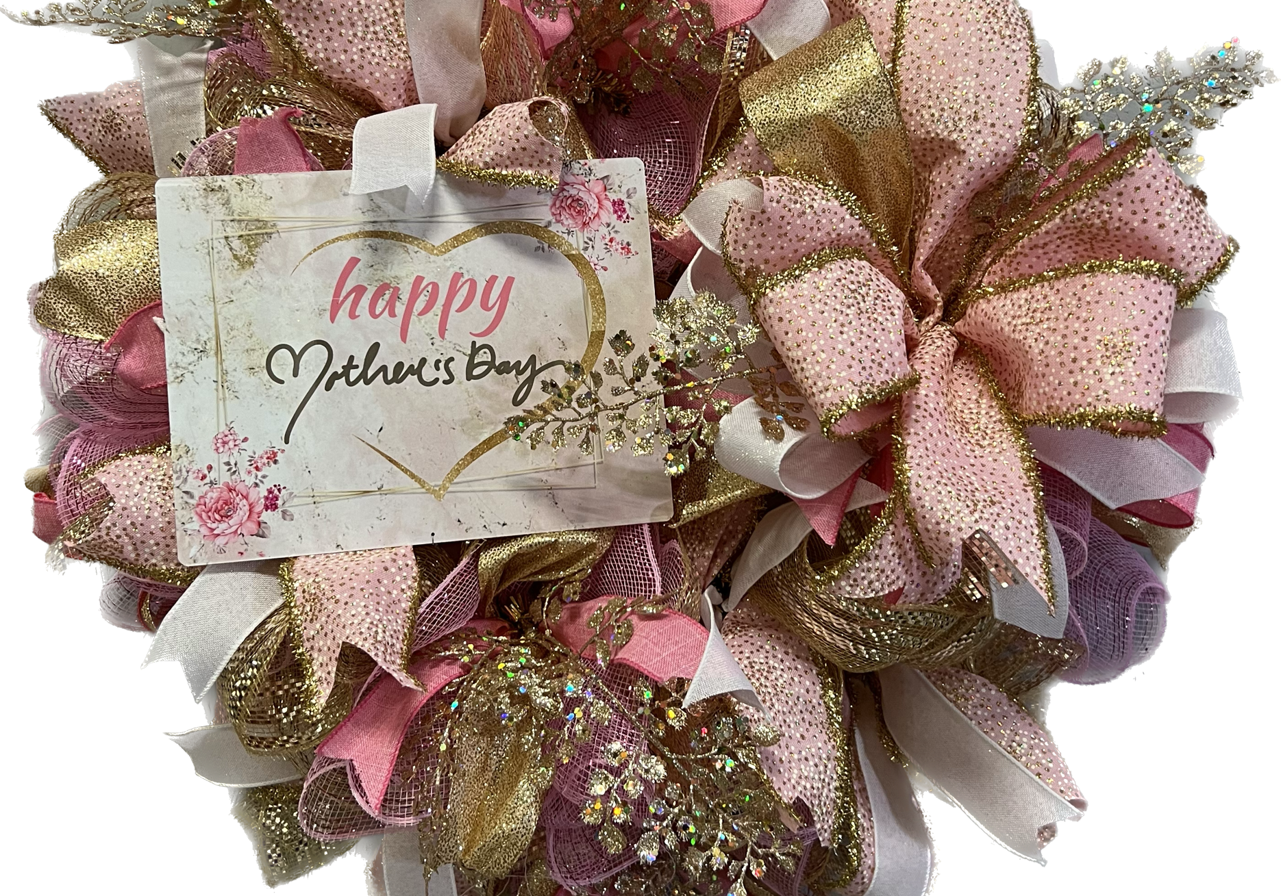 Pink and Gold Mothers day Deco Mesh Wreath |Hard Working Mom |How to 